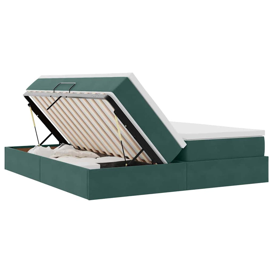 Opbergbed met matras Donkergroen 200 x 200 cm Fluweel