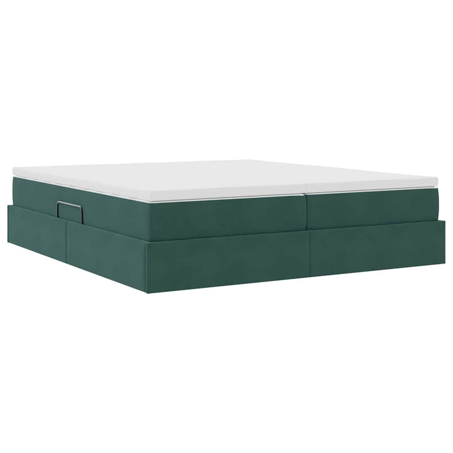 Opbergbed met matras Donkergroen 200 x 200 cm Fluweel