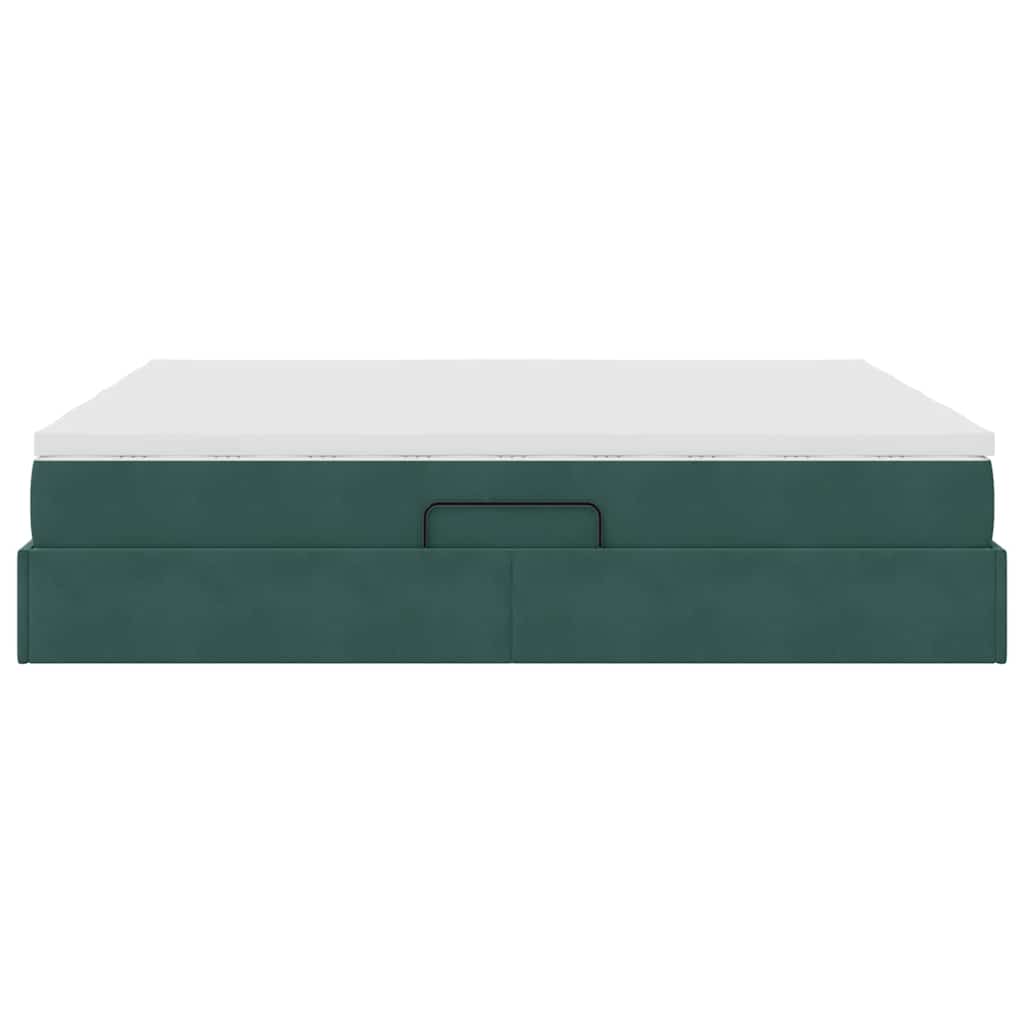 Opbergbed met matras Donkergroen 200 x 200 cm Fluweel