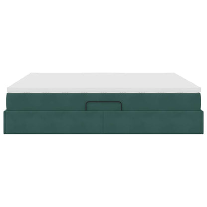 Opbergbed met matras Donkergroen 200 x 200 cm Fluweel