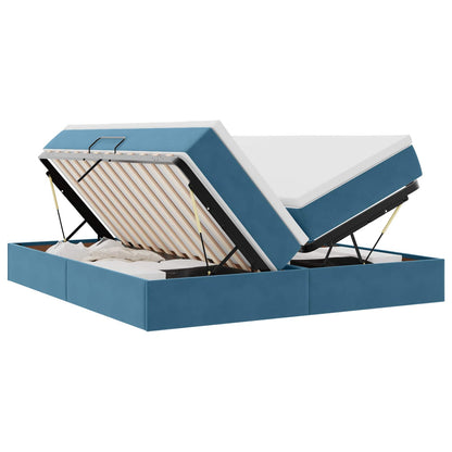 Opbergbed met matras Donkerblauw 200 x 200 cm Fluweel
