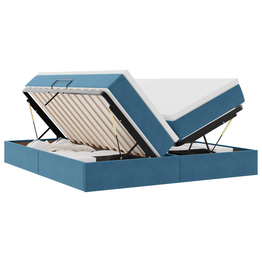 Opbergbed met matras Donkerblauw 200 x 200 cm Fluweel