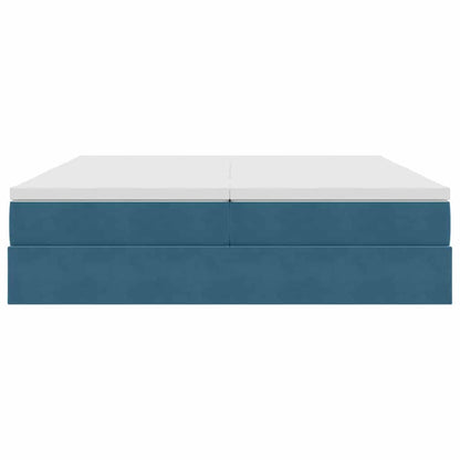 Opbergbed met matras Donkerblauw 200 x 200 cm Fluweel