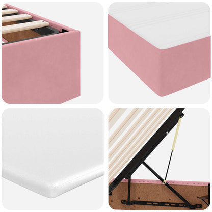 Opbergbed met matras met matras Roze 200 x 200 cm Fluweel