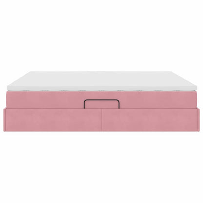Opbergbed met matras met matras Roze 200 x 200 cm Fluweel