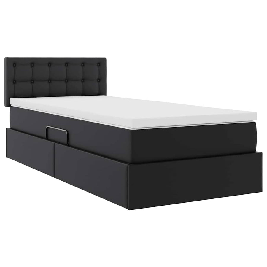 Opslag bed met matras met matras Zwart 90 x 190 cm Nep Leer