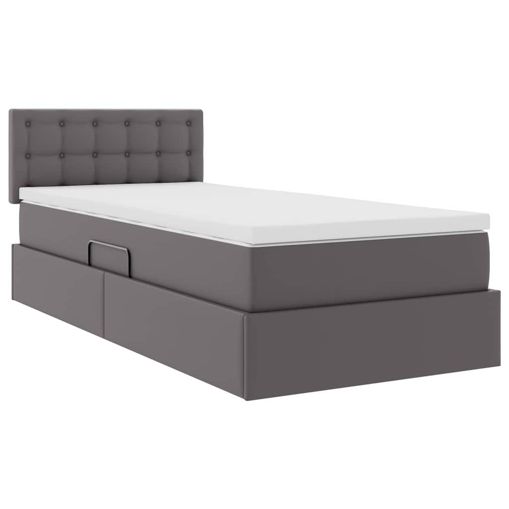 Opslag bed met matras met matras Grijs 90 x 190 cm Nep Leer