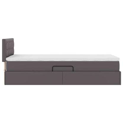 Opslag bed met matras met matras Grijs 90 x 190 cm Nep Leer