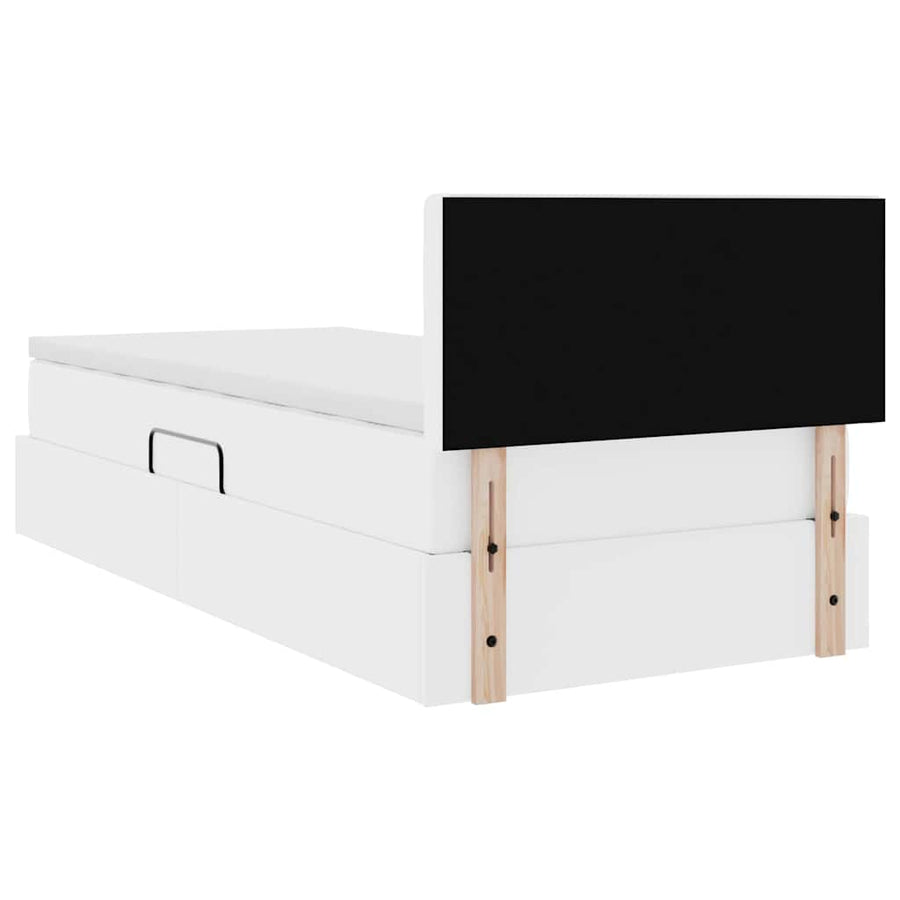 Opslag bed met matras met matras Puur Wit 90 x 200 cm Nep Leer