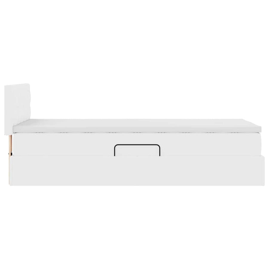 Opslag bed met matras met matras Puur Wit 90 x 200 cm Nep Leer
