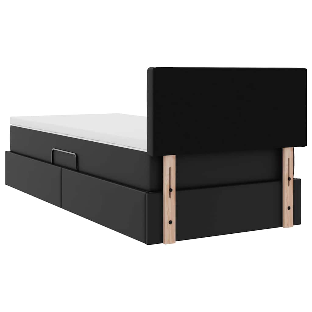 Opslag bed met matras met matras Zwart 100 x 200 cm Nep Leer