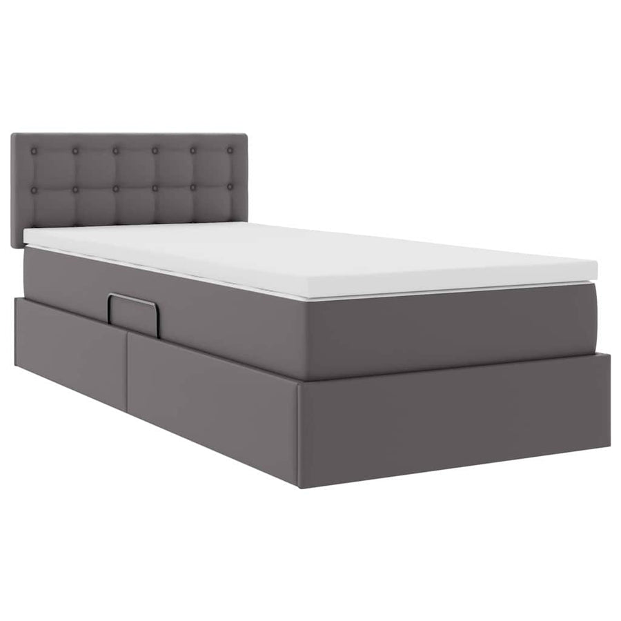 Opslag bed met matras met matras Grijs 100 x 200 cm Nep Leer