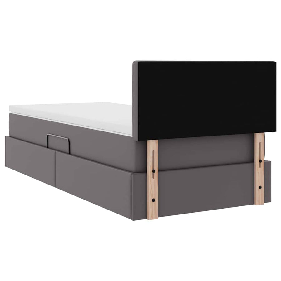 Opslag bed met matras met matras Grijs 100 x 200 cm Nep Leer