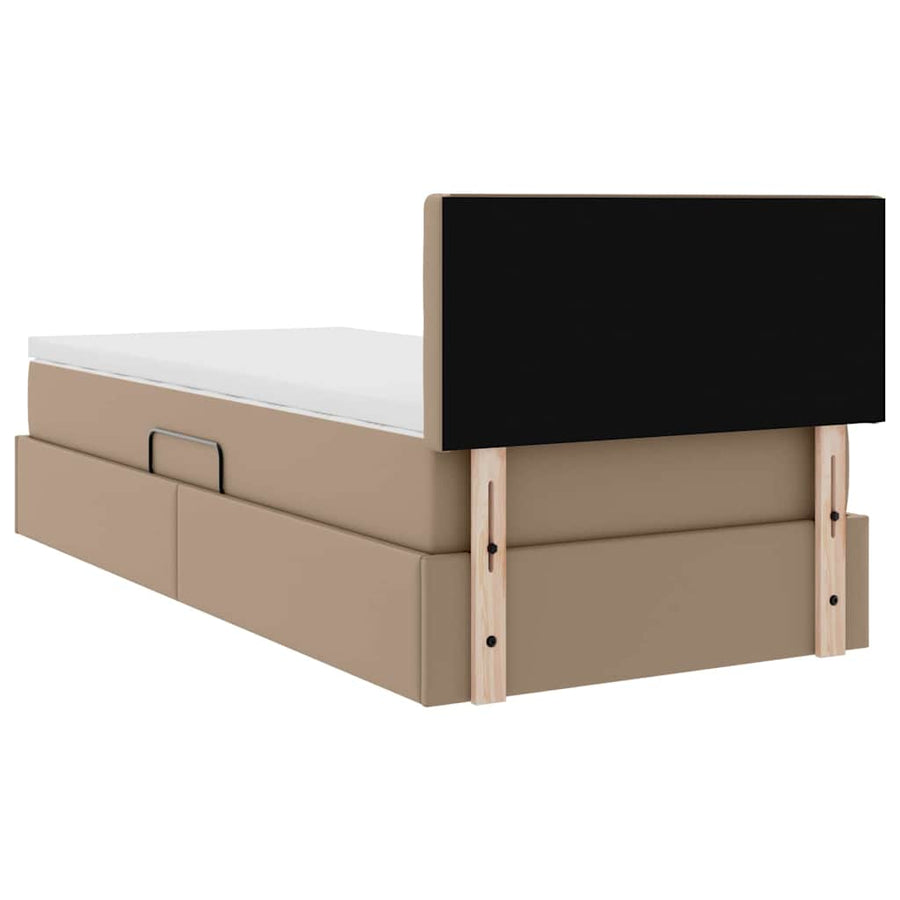 Opslag bed met matras Cappuccino 100 x 200 cm Nep Leer