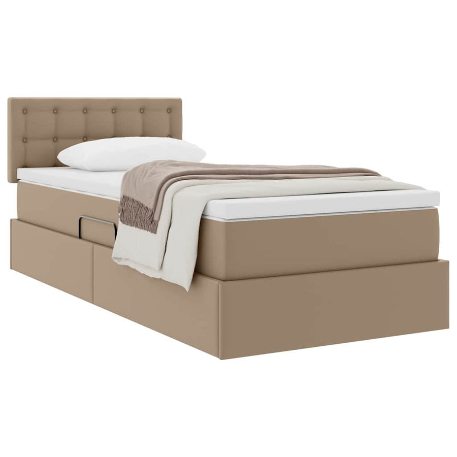 Opslag bed met matras Cappuccino 100 x 200 cm Nep Leer