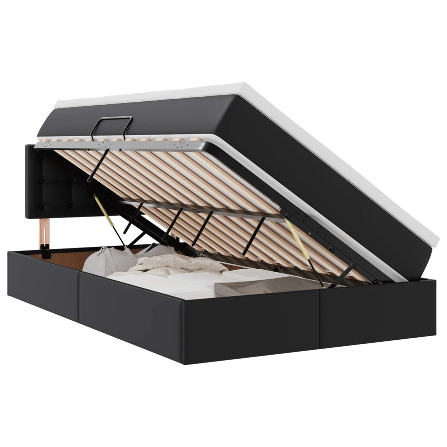 Opslag bed met matras met opslag Zwart 120 x 190 cm Nep Leer