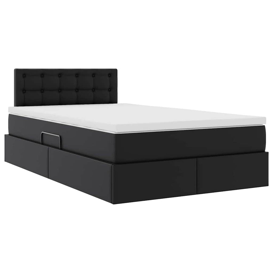 Opslag bed met matras met opslag Zwart 120 x 190 cm Nep Leer