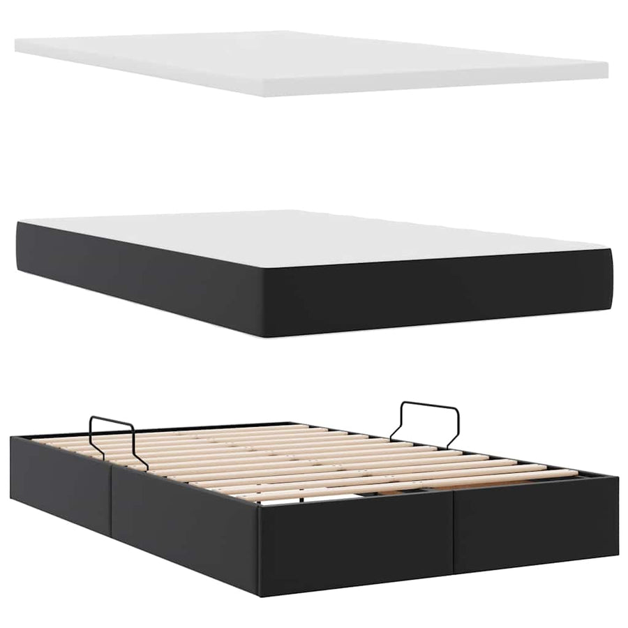 Opslag bed met matras met opslag Zwart 120 x 200 cm Nep Leer