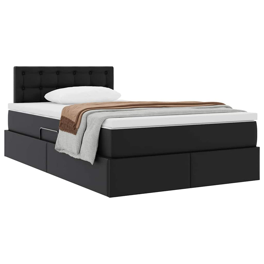 Opslag bed met matras met opslag Zwart 120 x 200 cm Nep Leer