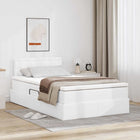 Storage bed with mattress with mattress Pure White 120 x 200 cm Faux Leather