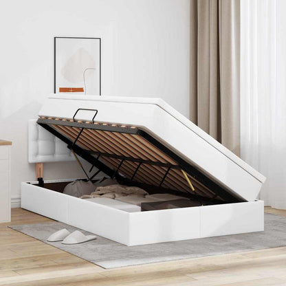 Opslag bed met matras met opslag Puur Wit 120 x 200 cm Nep Leer