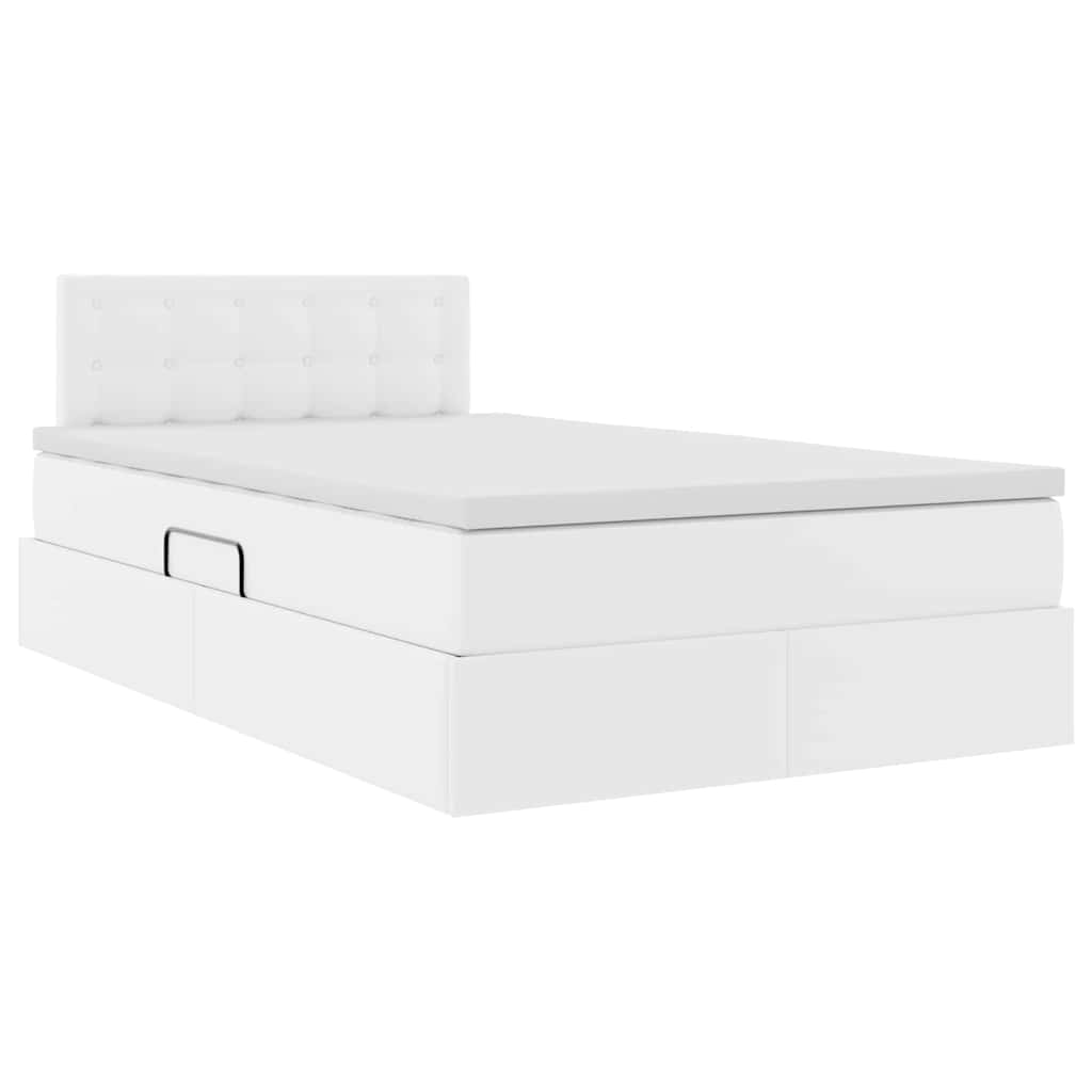 Opslag bed met matras met opslag Puur Wit 120 x 200 cm Nep Leer
