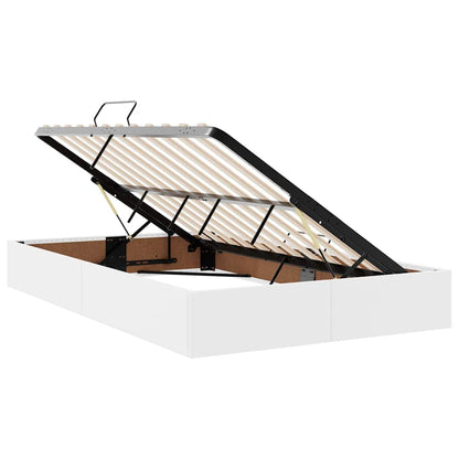 Opslag bed met matras met opslag Puur Wit 120 x 200 cm Nep Leer