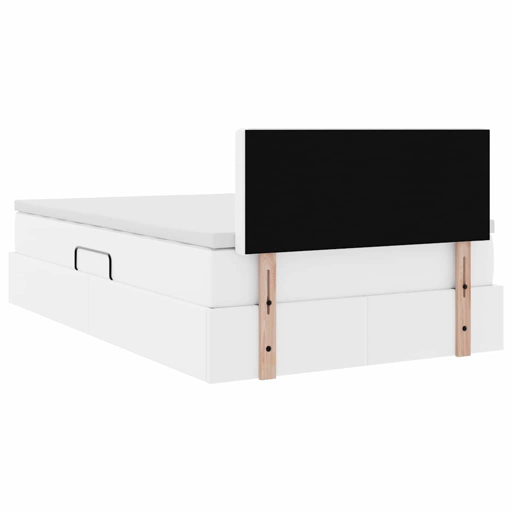 Opslag bed met matras met opslag Puur Wit 120 x 200 cm Nep Leer
