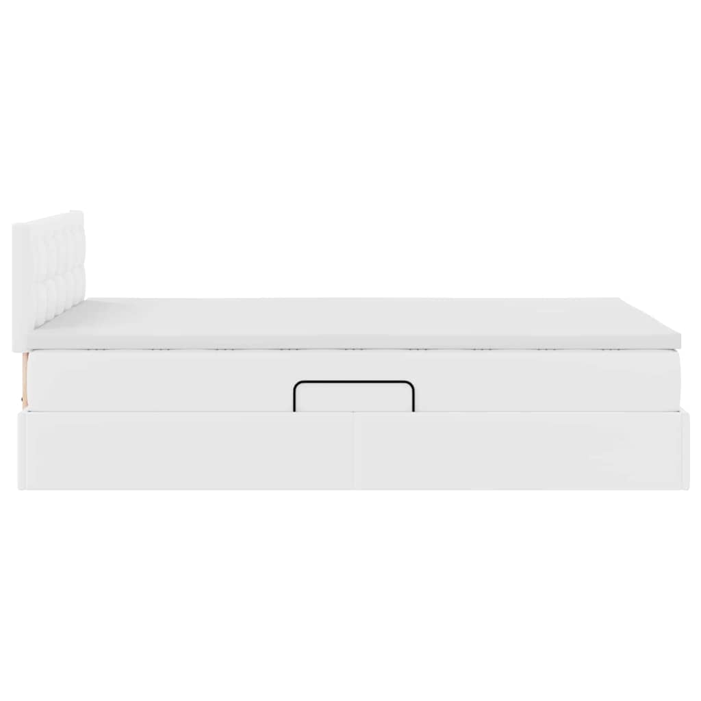 Opslag bed met matras met opslag Puur Wit 120 x 200 cm Nep Leer