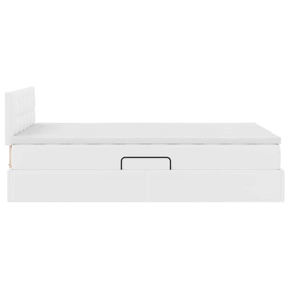 Opslag bed met matras met opslag Puur Wit 120 x 200 cm Nep Leer