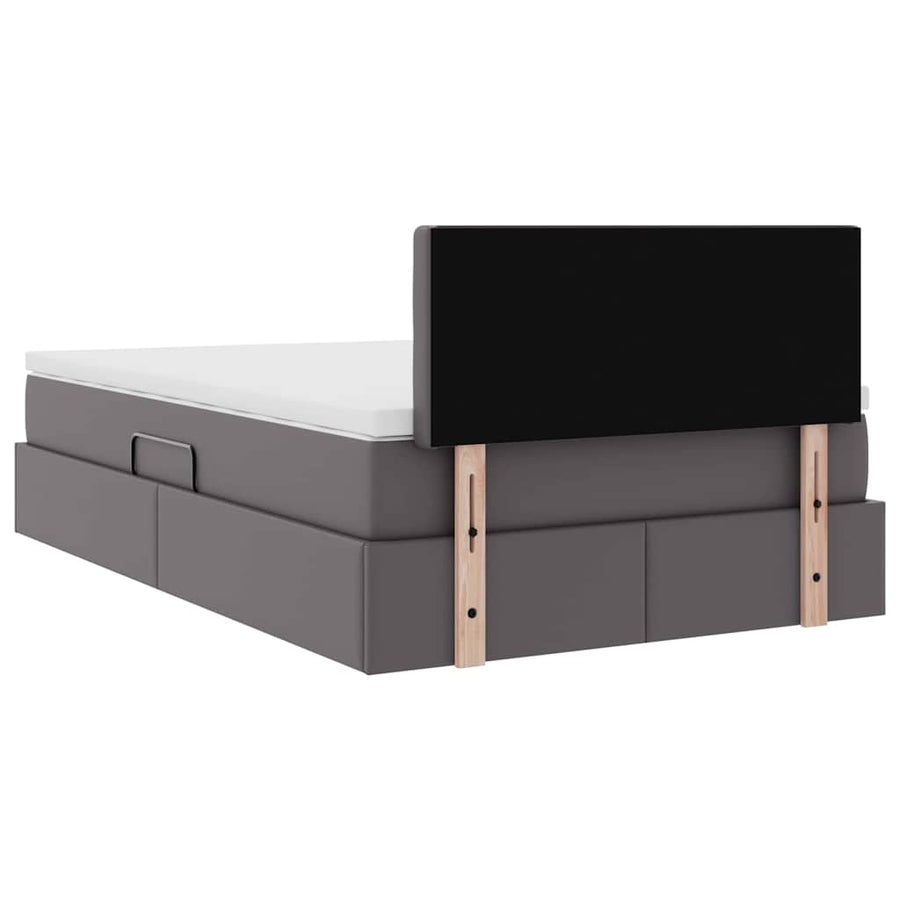 Opslag bed met matras met opslag Grijs 120 x 200 cm Nep Leer