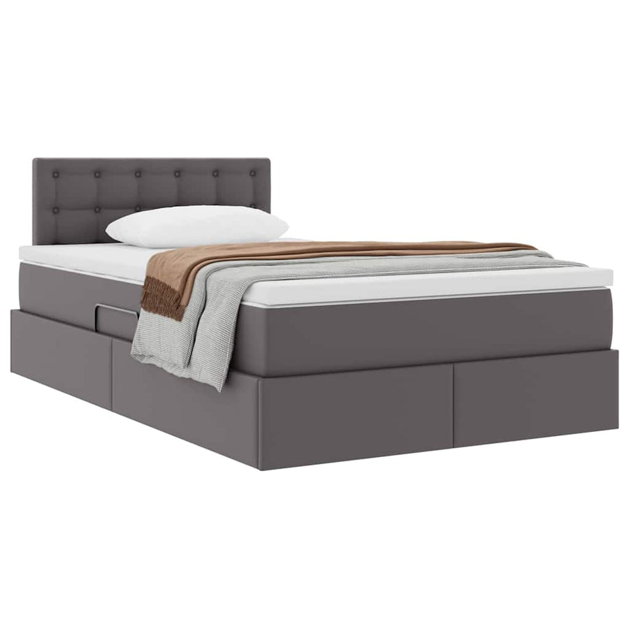 Opslag bed met matras met opslag Grijs 120 x 200 cm Nep Leer