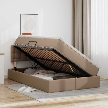 Opslag bed met matras Cappuccino 120 x 200 cm Nep Leer