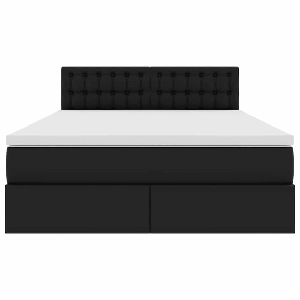 Opslag bed met matras met opslag Zwart 140 x 190 cm Nep Leer