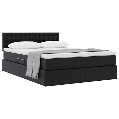 Opslag bed met matras met opslag Zwart 140 x 190 cm Nep Leer