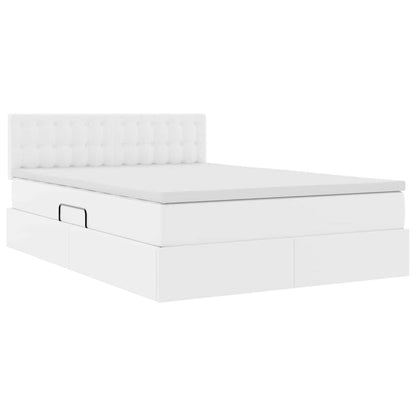 Opslag bed met matras met opslag Puur Wit 140 x 190 cm Nep Leer