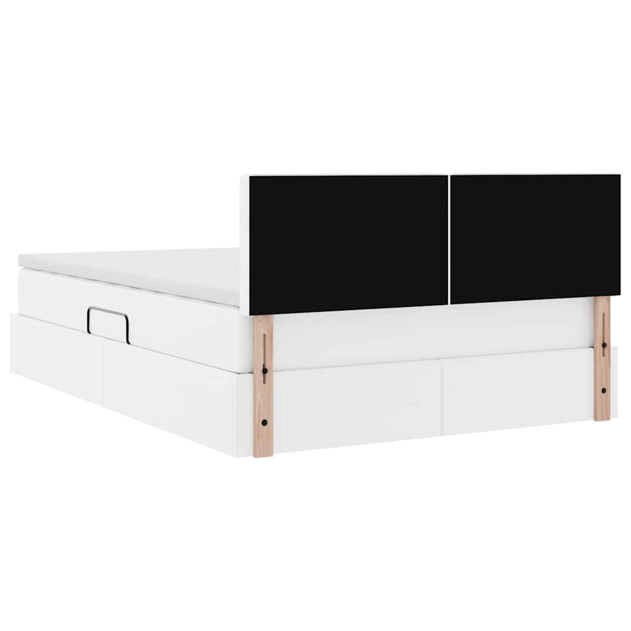 Opslag bed met matras met opslag Puur Wit 140 x 190 cm Nep Leer