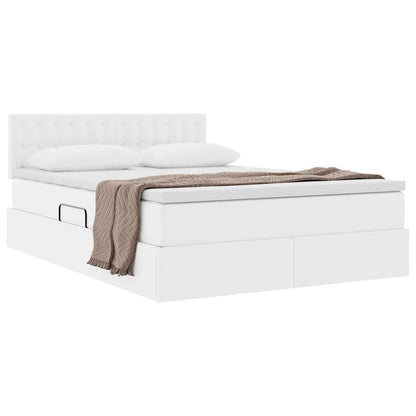 Opslag bed met matras met opslag Puur Wit 140 x 190 cm Nep Leer