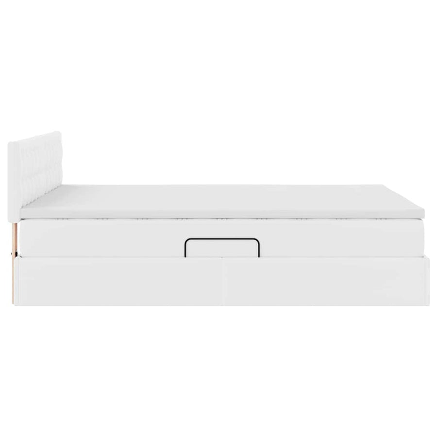 Opslag bed met matras met opslag Puur Wit 140 x 190 cm Nep Leer