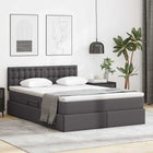 Storage Bed with Mattress with Mattress Grey 140 x 190 cm Faux Leather
