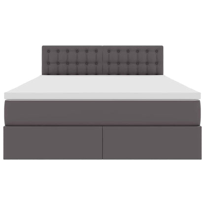 Opslag bed met matras met opslag Grijs 140 x 190 cm Nep Leer