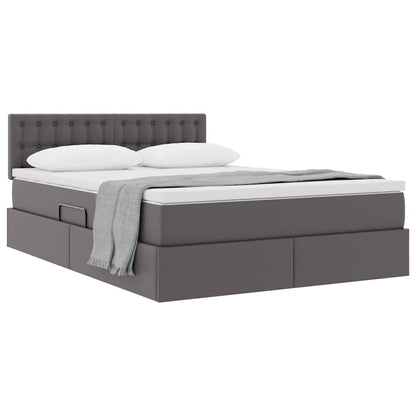 Opslag bed met matras met opslag Grijs 140 x 190 cm Nep Leer