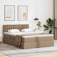 Opslag bed met matras Cappuccino 140 x 190 cm Nep Leer