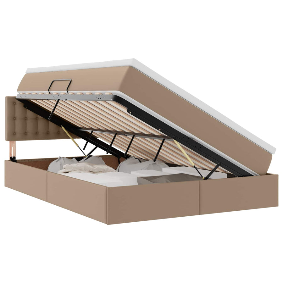 Opslag bed met matras Cappuccino 140 x 190 cm Nep Leer