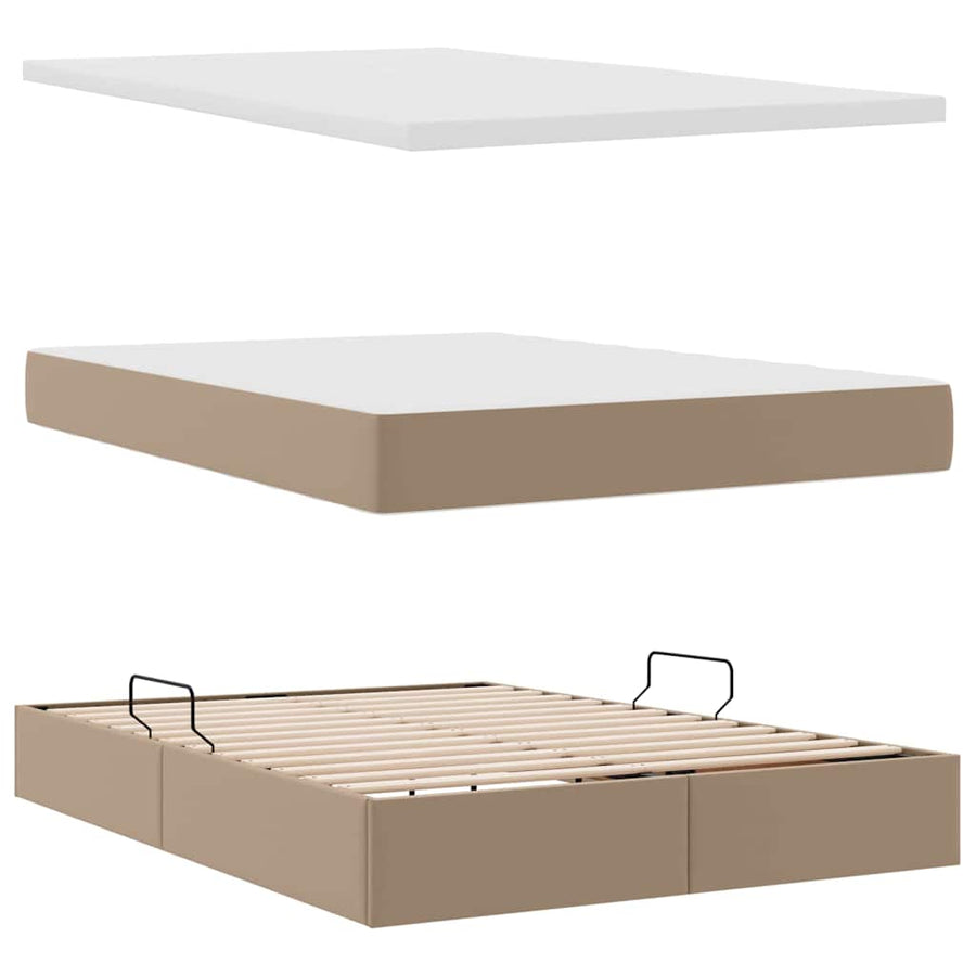 Opslag bed met matras Cappuccino 140 x 190 cm Nep Leer