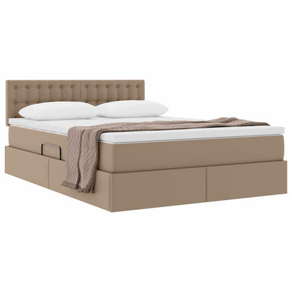 Opslag bed met matras Cappuccino 140 x 190 cm Nep Leer
