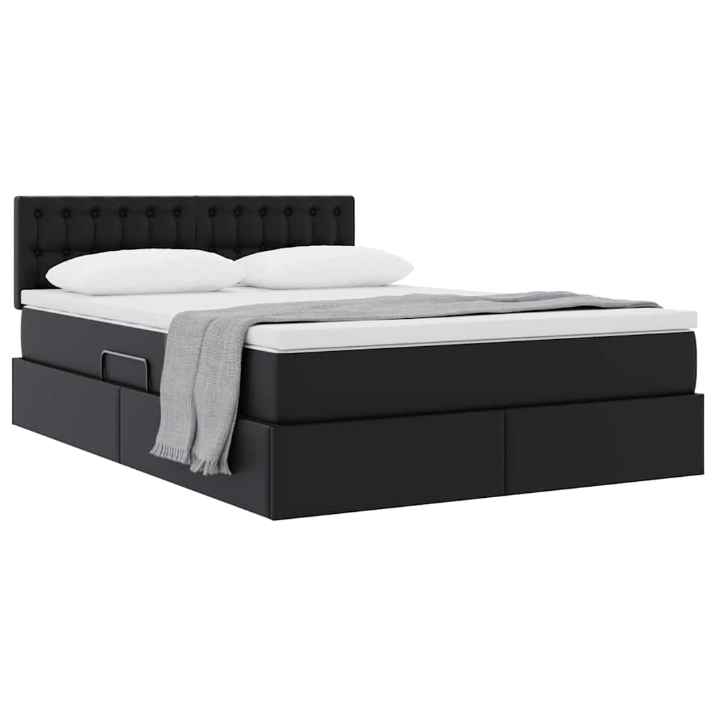 Opslag bed met matras met opslag Zwart 140 x 200 cm Nep Leer