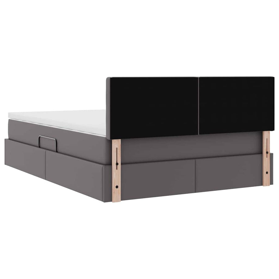 Opslag bed met matras met opslag Grijs 140 x 200 cm Nep Leer
