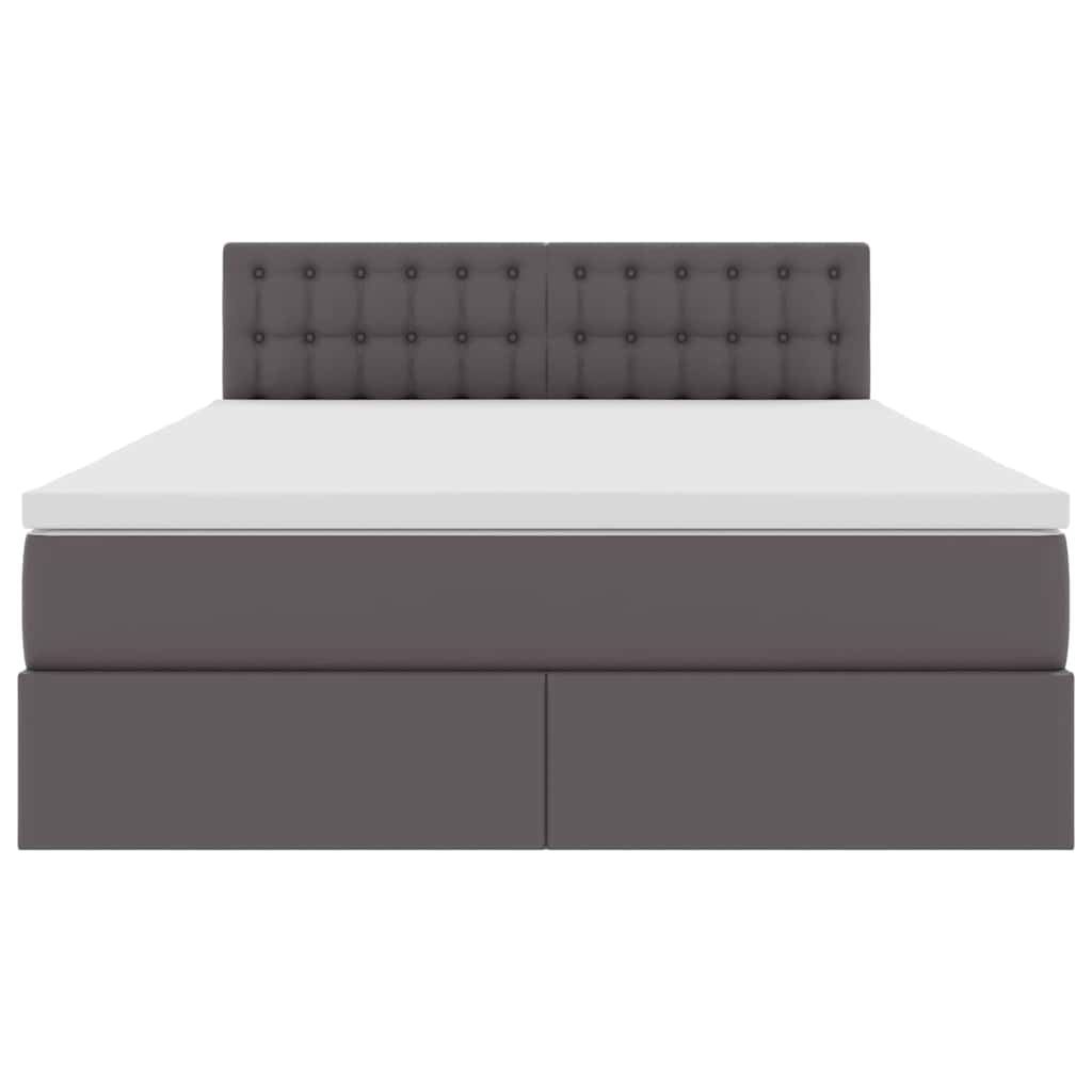 Opslag bed met matras met opslag Grijs 140 x 200 cm Nep Leer