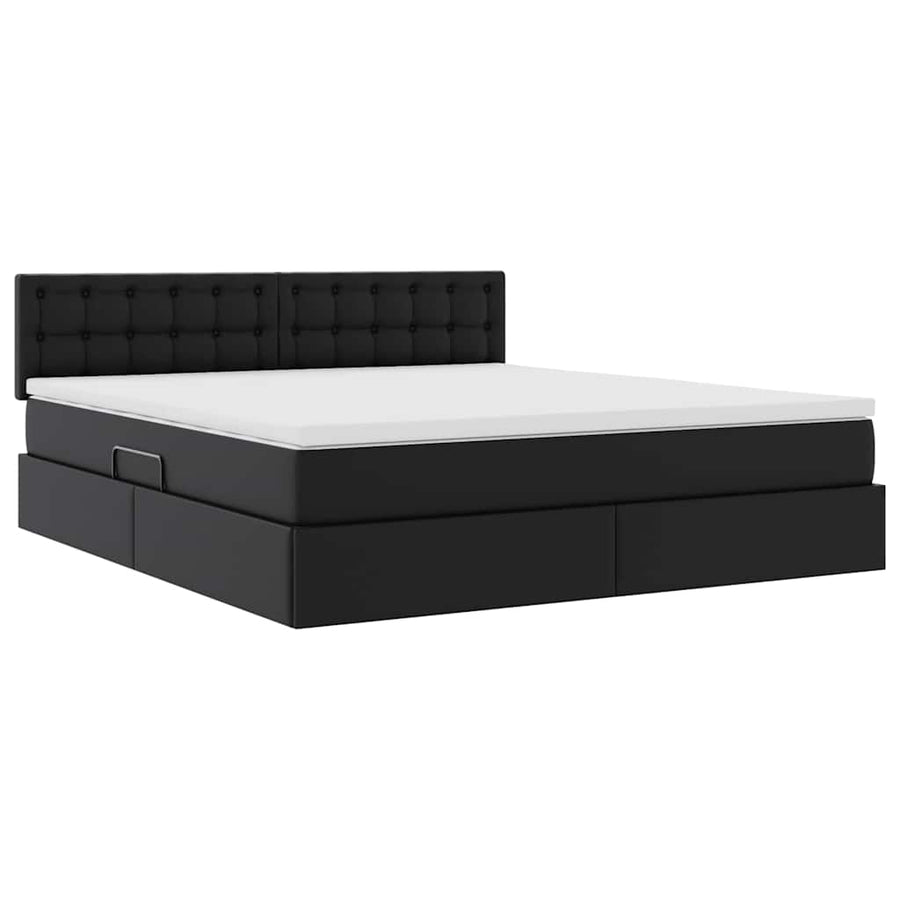 Opslag bed met matras met opslag Zwart 160 x 200 cm Nep Leer